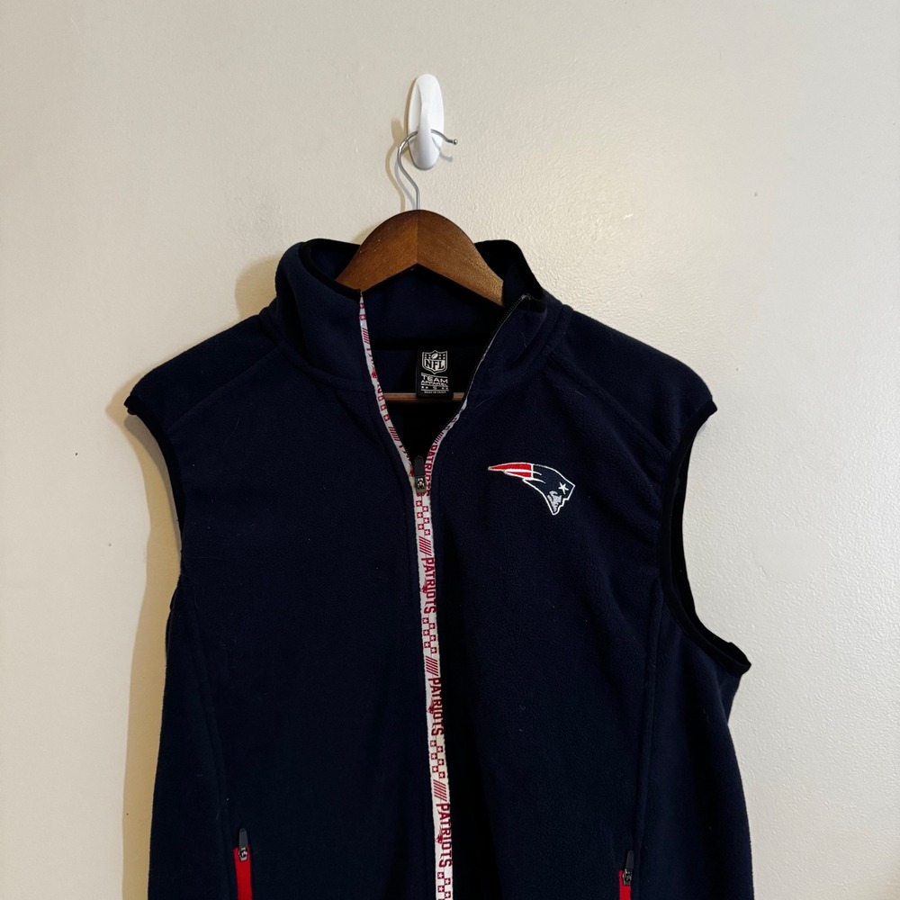 NFL Team Apparel New England Patriots Fleece Vest Navy Blue Men's Sm Full Zip